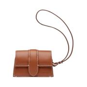 Bruin Leren Polsband Portemonnee Jacquemus , Brown , Dames