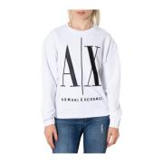 Wit Print Sweatshirt Lente/Zomer Vrouwen Armani Exchange , White , Dam...