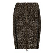 Lurex Tweed Knielengte Rok Balmain , Black , Dames