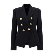 Zwarte Wollen Blazer Aw22 Balmain , Black , Dames