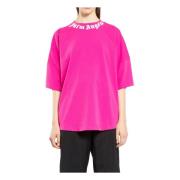 Logo Loose Tee Fuchsia Off White Palm Angels , Pink , Dames