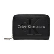 Zwarte Bedrukte Ritsportemonnee Calvin Klein Jeans , Black , Dames