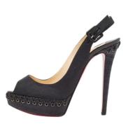 Pre-owned Canvas heels Christian Louboutin Pre-owned , Black , Dames