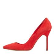 Pre-owned Suede heels Manolo Blahnik Pre-owned , Red , Dames