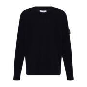 Blauwe Compass Sweater Ronde Hals Stone Island , Blue , Heren