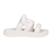 Gewatteerde Leren Sandaal Platform ASH , White , Dames