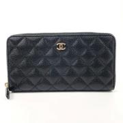 Pre-owned Leather wallets Chanel Vintage , Black , Dames