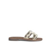 Kleurrijke platte sandalen met kralen Alma EN Pena , White , Dames