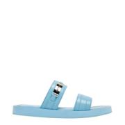 Eenvoudig sandalen glanzend korrelig leer By FAR , Blue , Dames