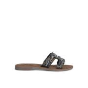 Kleurrijke platte sandalen met kralen Alma EN Pena , Black , Dames