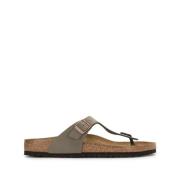 Platte schuifplaten in steengrijs Birkenstock , Gray , Heren