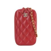 Pre-owned Leather clutches Chanel Vintage , Red , Dames