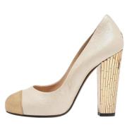 Pre-owned Leather heels Chanel Vintage , Beige , Dames