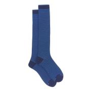 Royal Blue Windsor Stripe Cotton Socks Gallo , Blue , Heren