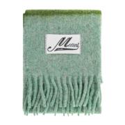 Gestreepte Mohair Franje Sjaal Marni , Green , Dames