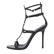 Pre-owned Leather sandals Giuseppe Zanotti Pre-owned , Black , Dames