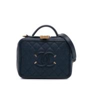 Pre-owned Leather handbags Chanel Vintage , Blue , Dames