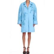 Blauwe Taffeta Caban met 3D Bloemen Ermanno Scervino , Blue , Dames