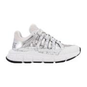 Trigreca Leren Sneakers met Milano Coördinaten Versace , White , Heren