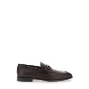 Bruin Leren Loafers Slip-on Stijl Salvatore Ferragamo , Brown , Heren