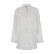 Witte Eyelet Tuniek Shirt Tory Burch , White , Dames