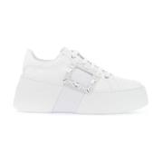 Kristal Gesp Leren Skate Sneakers Roger Vivier , White , Dames