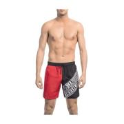 Rode zwemshorts met zijprint Bikkembergs , Multicolor , Heren