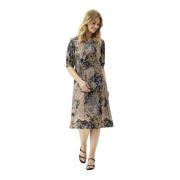 Multicolor Jurk met 1/2 Mouwen IN Front , Multicolor , Dames