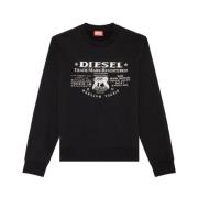 Grafische Print Sweater Diesel , Black , Heren