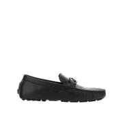 Zwarte Leren Loafer Schoenen Ss22 Fendi , Black , Heren