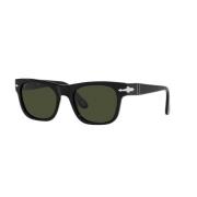 Vierkante zwarte zonnebril met groene lenzen Persol , Black , Unisex