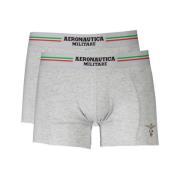 Grijze Katoenen Boxershorts Bi-Pack Aeronautica Militare , Gray , Here...