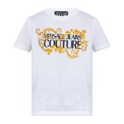 T-shirt met logo Versace Jeans Couture , White , Dames