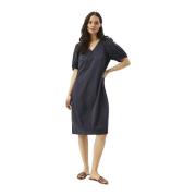 Navy Jurk met Pofmouwen IN Front , Blue , Dames