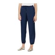 Blauwe Satijnen Jogger Broek Liu Jo , Blue , Dames