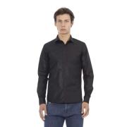Elegant Zwart Slim Fit Overhemd Baldinini , Black , Heren