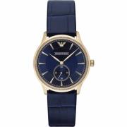 Gouden Roestvrij Stalen Leren Herenhorloge Emporio Armani , Yellow , H...