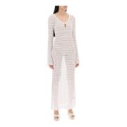 Geborduurde Katoenen Mesh Jurk Isabel Marant , White , Dames