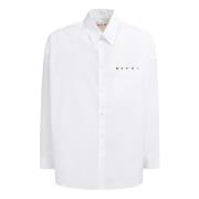 poplin overhemd met glurend logo Marni , White , Heren