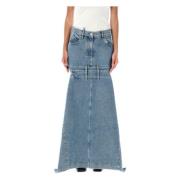 Denim Cut-Out Maxi Rok Lichtblauw The Attico , Blue , Dames