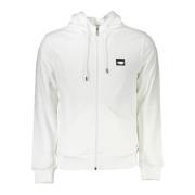 Heren Hoodie met Rits en Geborduurd Logo Cavalli Class , White , Heren