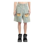 Blauw Zand Vernietigde Baggy Shorts Vetements , Blue , Heren