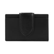 Zwarte Leren Kaarthouder Portemonnee Jacquemus , Black , Heren