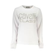 Witte Katoenen Sweatshirt met Strass Logo Cavalli Class , White , Dame...