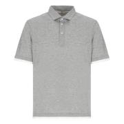 Zijden en Katoenen Polo Shirt Grijs Brunello Cucinelli , Gray , Heren