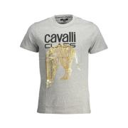 Bedrukt Logo T-shirt Korte Mouw Ronde Hals Cavalli Class , Gray , Here...