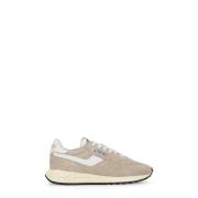 Beige Leren Sneakers met Suède Inzetstukken Autry , Beige , Dames