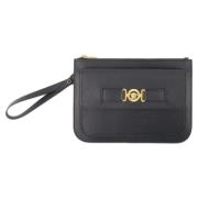 Leather clutches Versace , Black , Dames