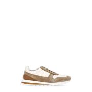 Ivoor Leren Sneakers met Contrasterende Details Brunello Cucinelli , M...