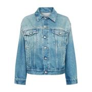 Blauwe Denim Jas met Cut-Out Details MM6 Maison Margiela , Blue , Dame...